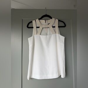 Raoul White and Cream Sleeveless Blouse